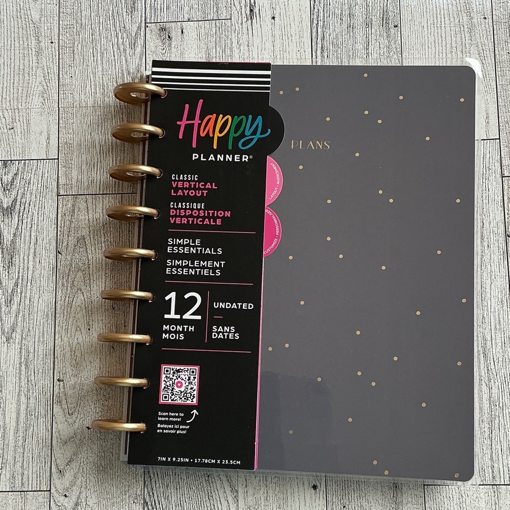Happy Planner Elegant Gray with Gold Accents